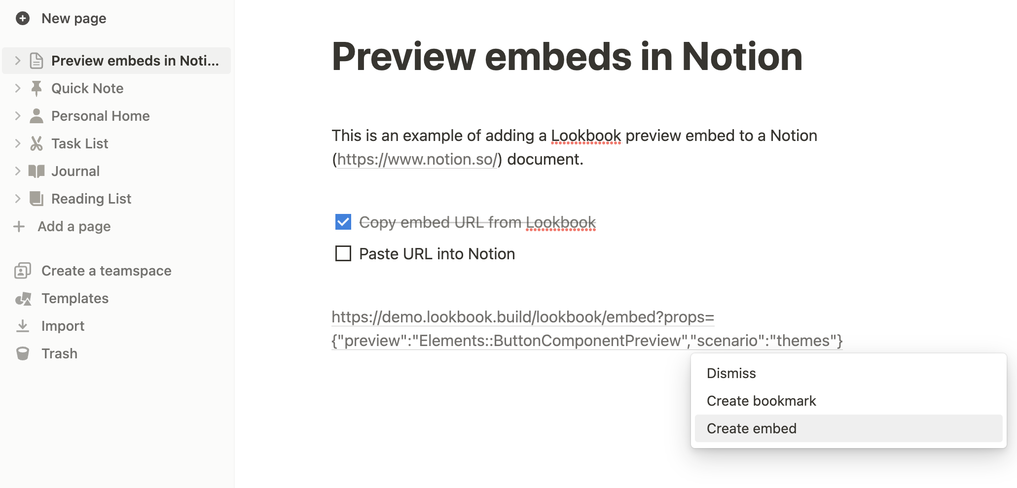 Embedding a preview in Notion